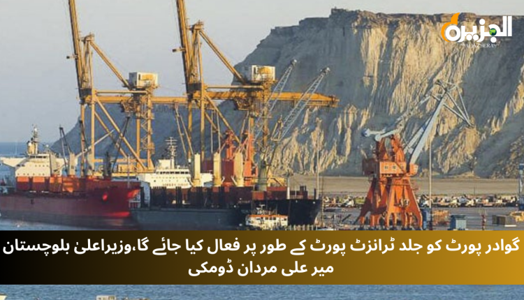 گوادر پورٹ کو جلد ٹرانزٹ پورٹ کے طور پر فعال کیا جائے گا،وزیراعلیٰ بلوچستان میر علی مردان ڈومکی